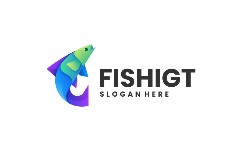 Vector Logo Fish Gradient Colorful Logo Template