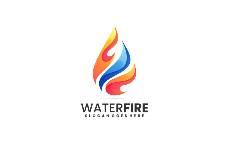 Water Fire Gradient Logo Style Logo Template