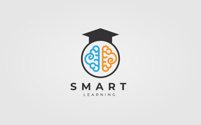 Education Logo Design Concept For Cap And Human Brain Logo Template