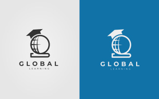 Global Learning Logo Design With Book And Hat
