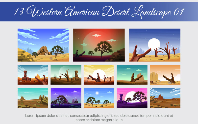 13 Western American Desert Landscape Illustration