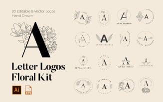 A Letter Floral Handmade Logos Templates