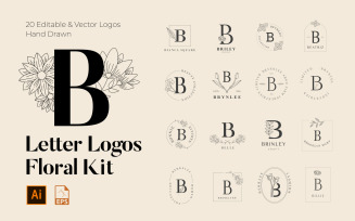 B Letter Floral Handmade Logos Templates