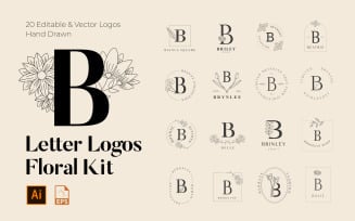 B Letter Floral Handmade Logos Templates