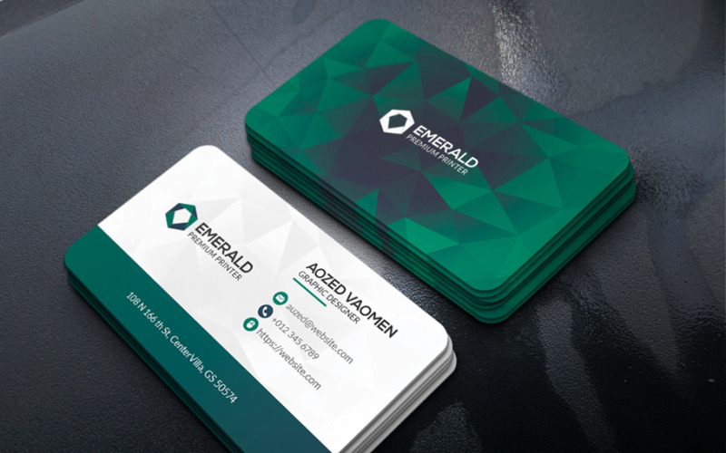Emerald Business Card Template Corporate Identity