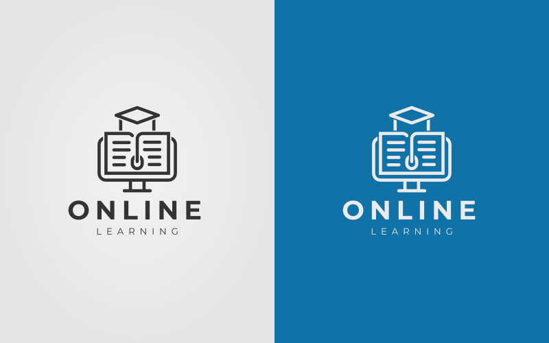 Logo Design For Education Concept For Online Education, Computer, Mouse Cursor, eLearning Logo Template