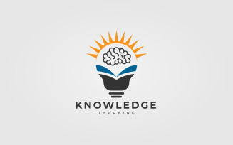Education Logo Design Concept For Light Bulb And Human Brain