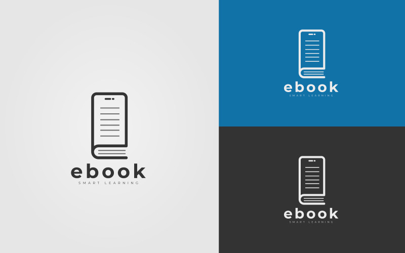 Logo Design Concept For eBook, Online Education, E-Learning. Minimal Education Template Logo Template