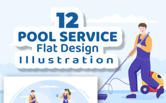 12 Pool Service Worker Illustration