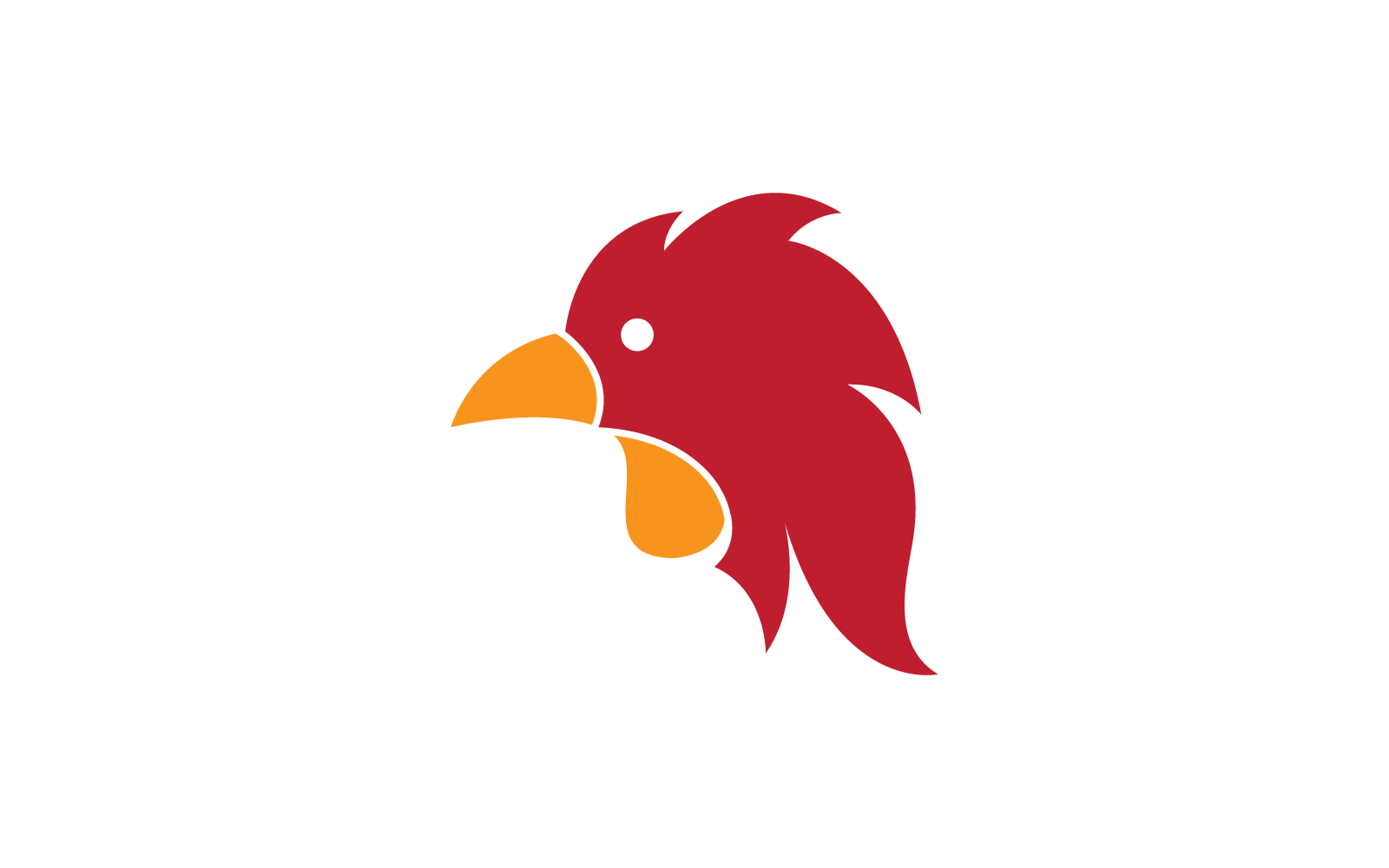 Red Head Rooster Logo Flat Design