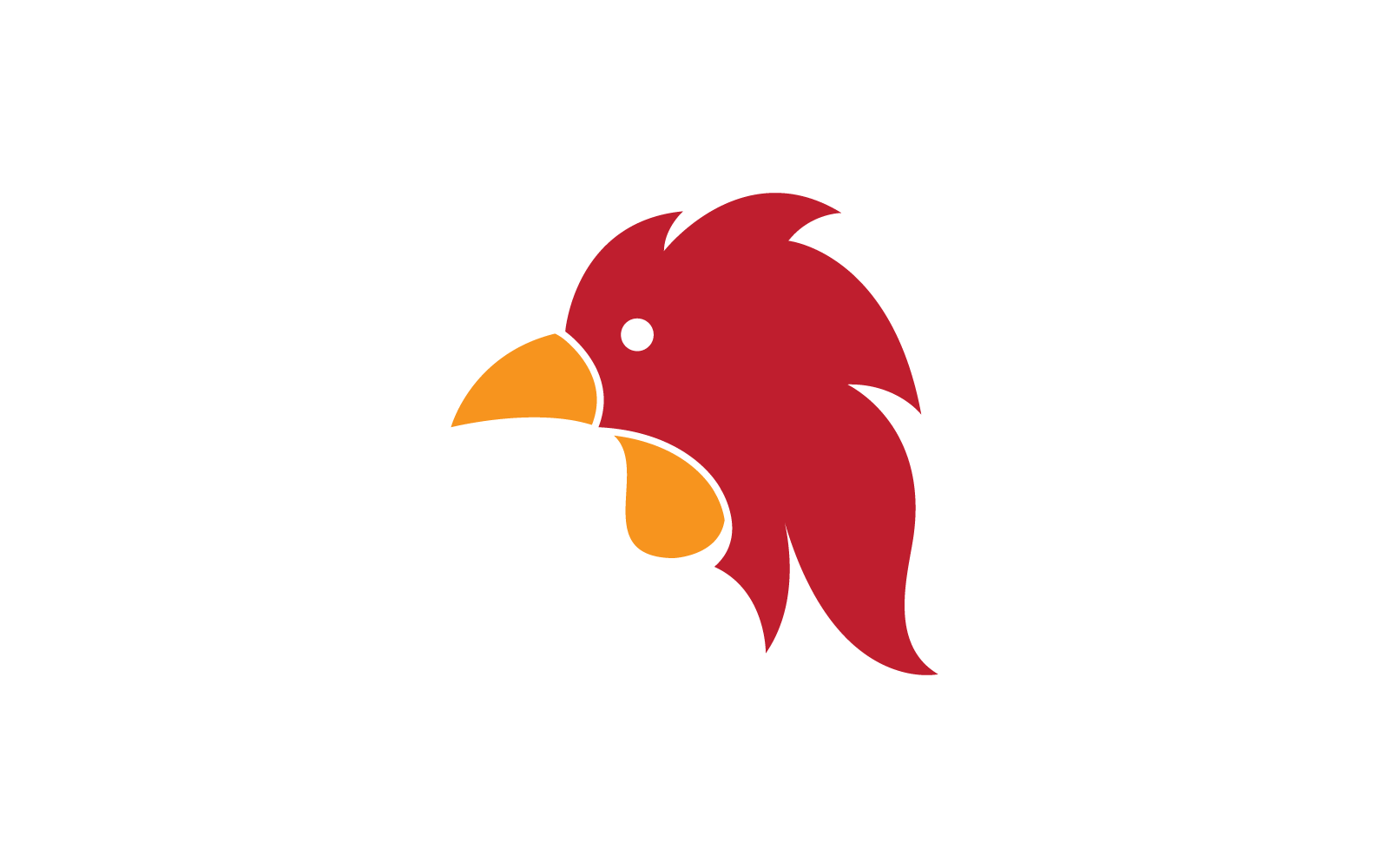 Röd Head Rooster Logotyp Platt Design
