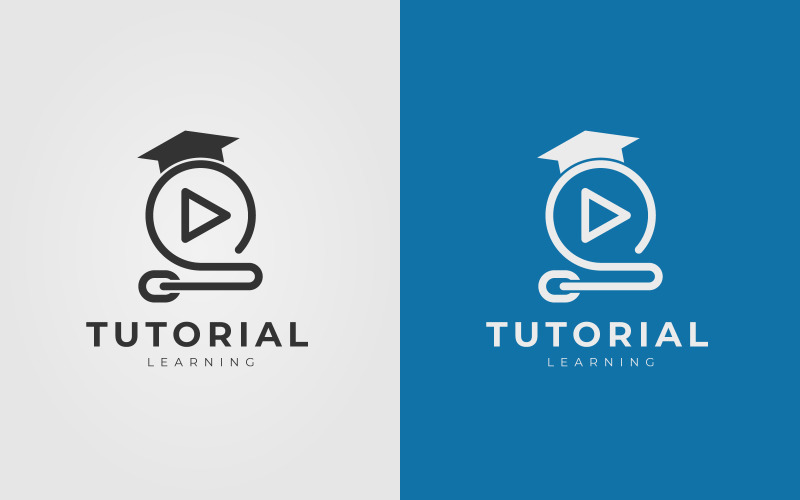 Tutorial Education Logo Design For Online Tutorial Learning Video Lesson Logo Template