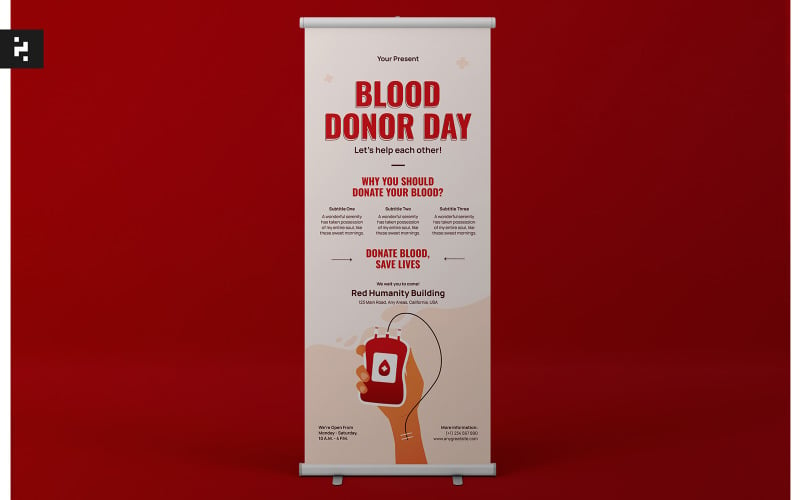 World Blood Donor Roll Up Banner Corporate Identity