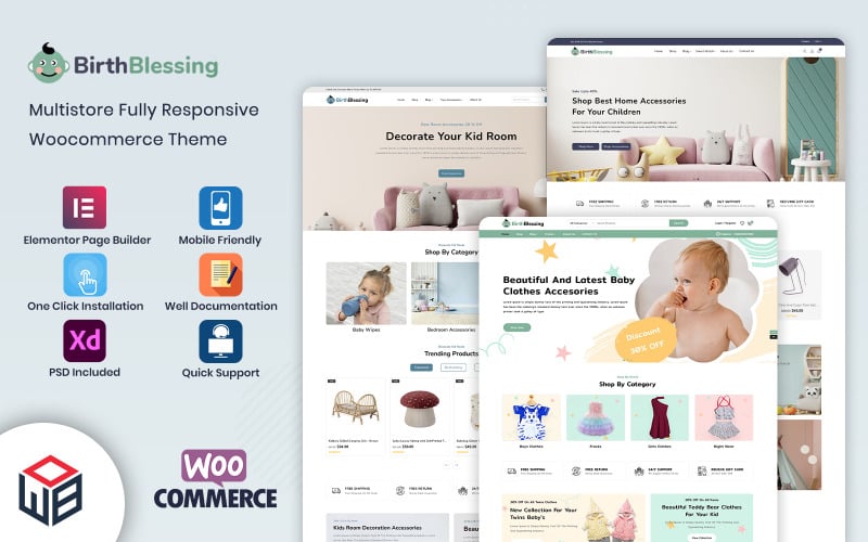 BirthBlessing - Kids Clothing & Toys WooCommerce Template WooCommerce Theme
