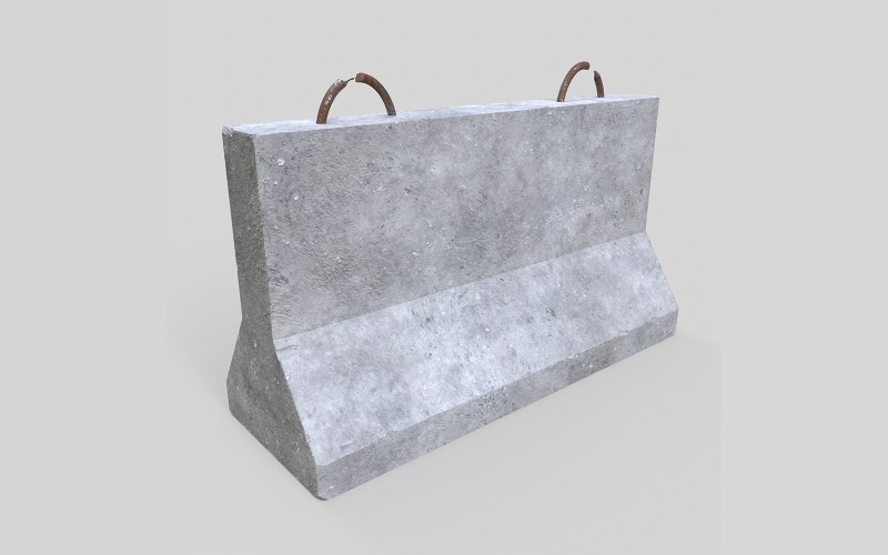Concrete Barrier Low-poly 3D model Model