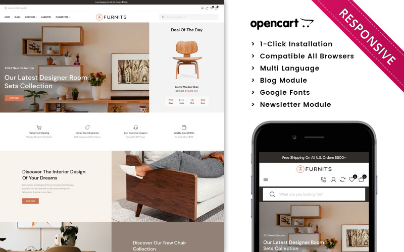 Furnits - Home Decor & Furniture Opencart Theme OpenCart Template