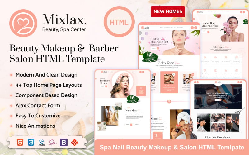 Mixlax - Beauty Nail Spa Makeup Wellness Salon HTML Template Website Template