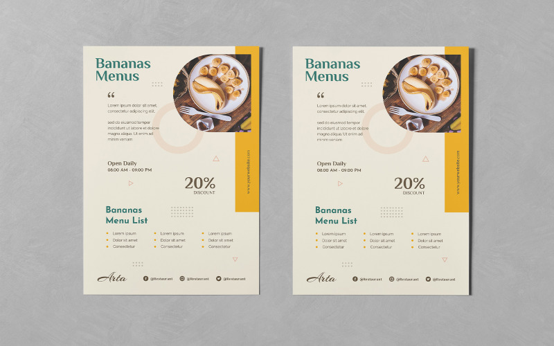 Bananas Food Menu Flyer Templates Corporate Identity