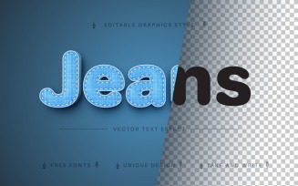 Jeans Textile - Editable Text Effect Font Style, Graphics Illustration