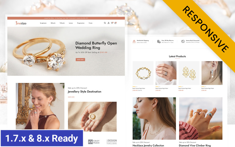 Jewrizo - Online Jewelry Shopping Store Prestashop Responsive Theme PrestaShop Theme