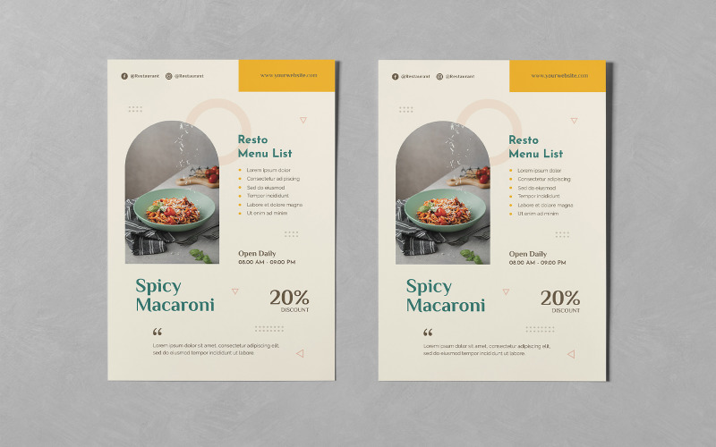 Spicy Macaroni Food Flyer Design Templates Corporate Identity