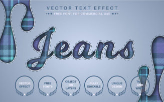 Jeans Tartan - Editable Text Effect, Font Style, Graphics Illustration