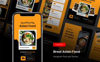 Breal - Asian Food Instagram Post and Stories PowerPoint Template