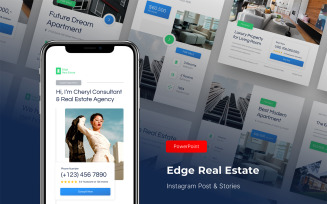 Edge - Real Estate Instagram Post and Stories PowerPoint Template