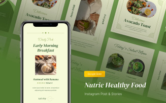 Nutrie - Healthy Food Instagram Post and Stories Google Slide Template