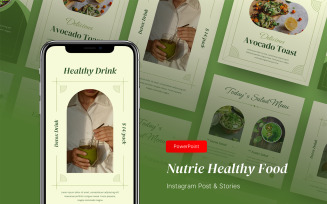 Nutrie - Healthy Food Instagram Post and Stories PowerPoint Template