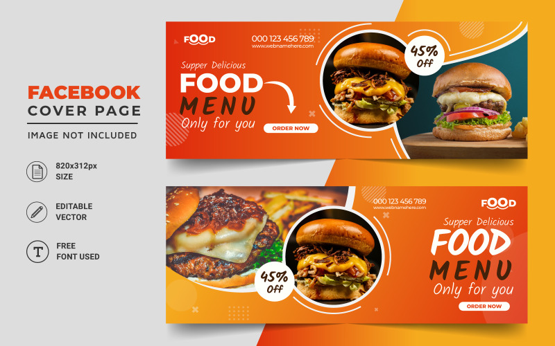 Social Media Food Cover Page Banner Design Template