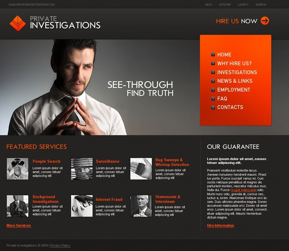 Private Investigator Website Template #24412