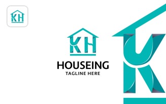 KH Letter Home Logo Design Template