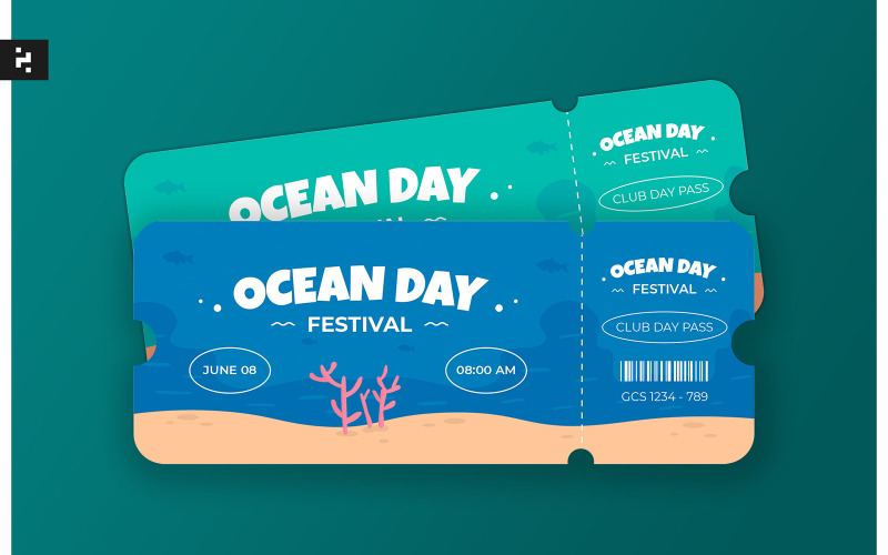 Ocean Day Festival Party Ticket Corporate Identity