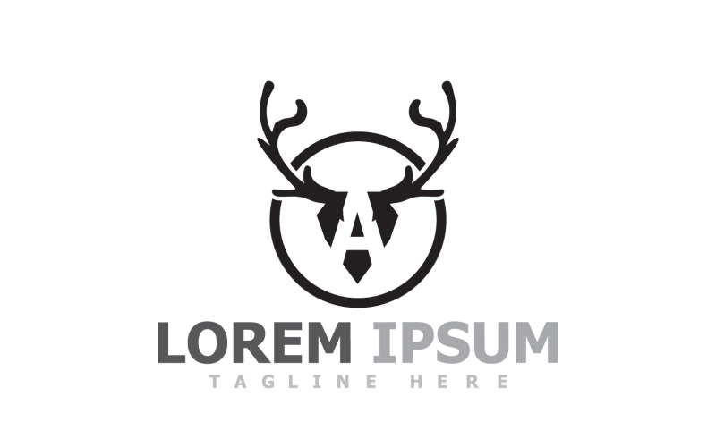 Deer Horn Head Animal Logo V10 Logo Template