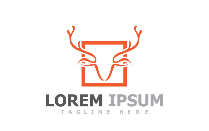 Deer Horn Head Animal Logo V12 Logo Template