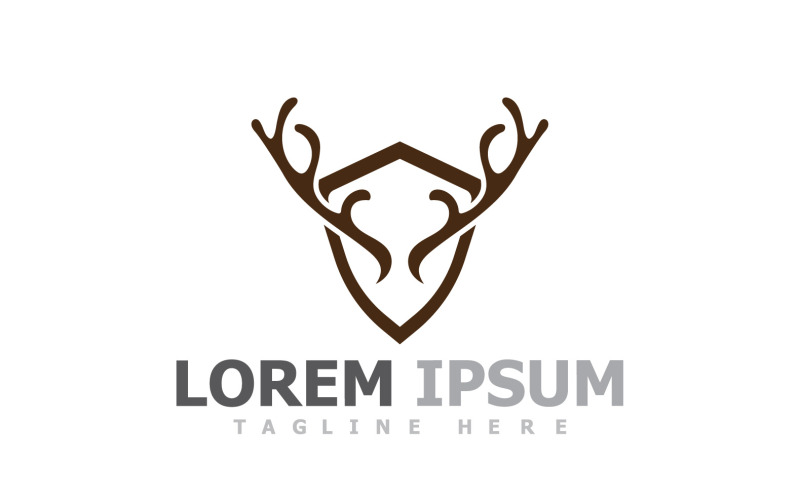 Deer Horn Head Animal Logo V13 Logo Template