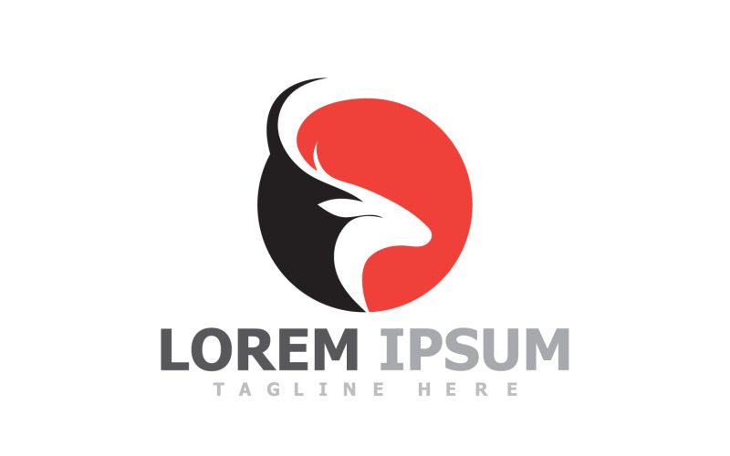 Deer Horn Head Animal Logo V14 Logo Template