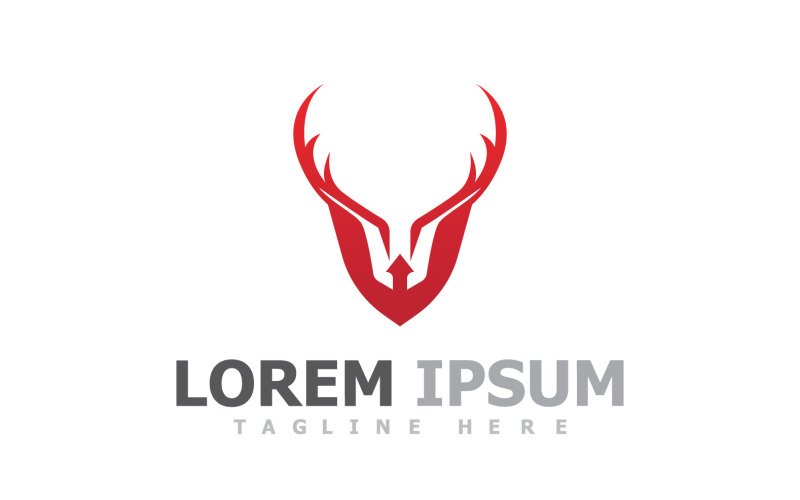 Deer Horn Head Animal Logo V15 Logo Template