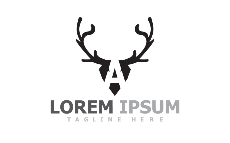 Deer Horn Head Animal Logo V1 Logo Template