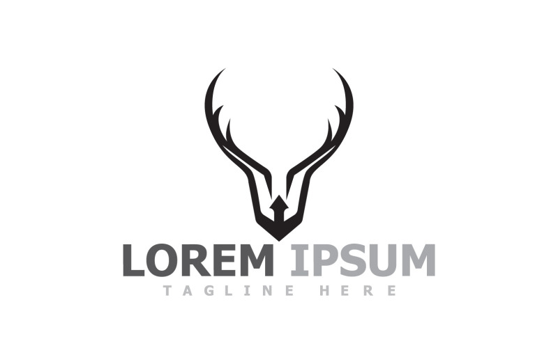 Deer Horn Head Animal Logo V9 Logo Template