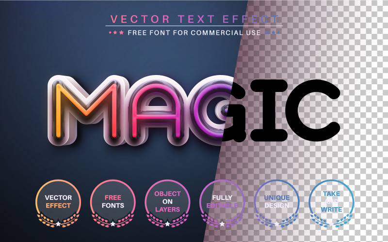 Magic Rainbow - Editable Text Effect, Font Style Illustration