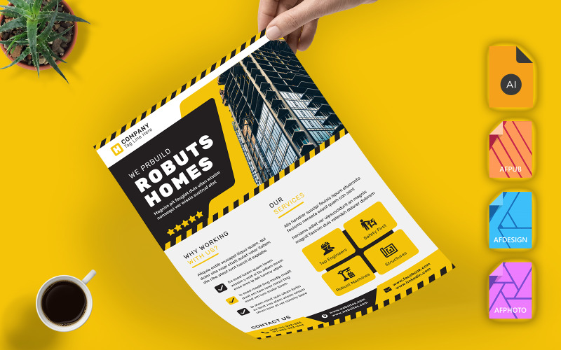 Modern and Clean Multipurpose Building and Constructions Company Flyer Corporate Identity