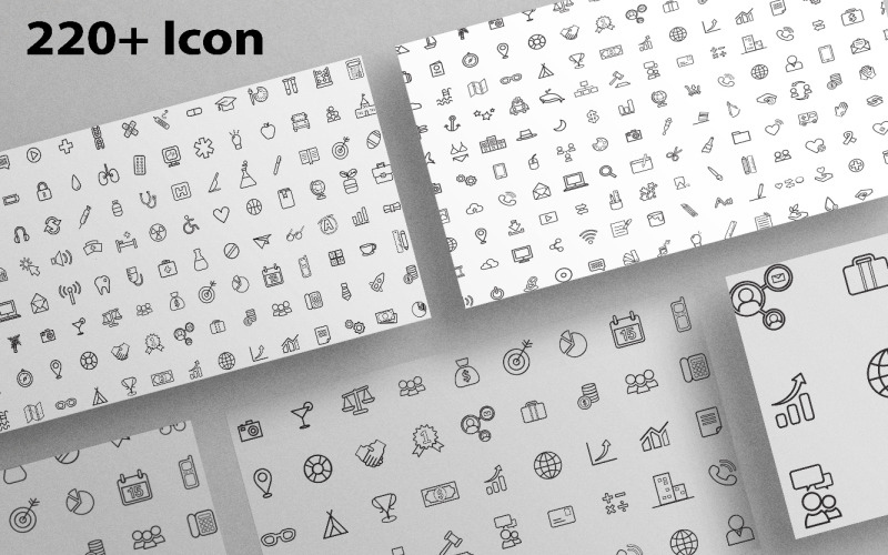 Ui Illustration mixed Travel, Medical, Finance icon concept (Vector, AI, EPS, PDF, SVG) Icon Set