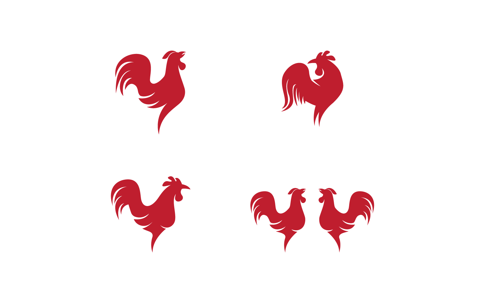 conjunto, de, gallo, logotipo, plantilla, vector, plano, diseño