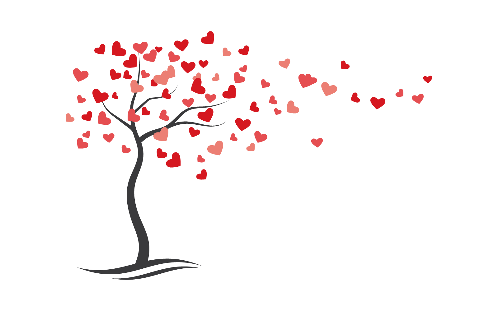 Логотип дерева с сердцем оставляет иллюстрацию векторный плоский дизайн