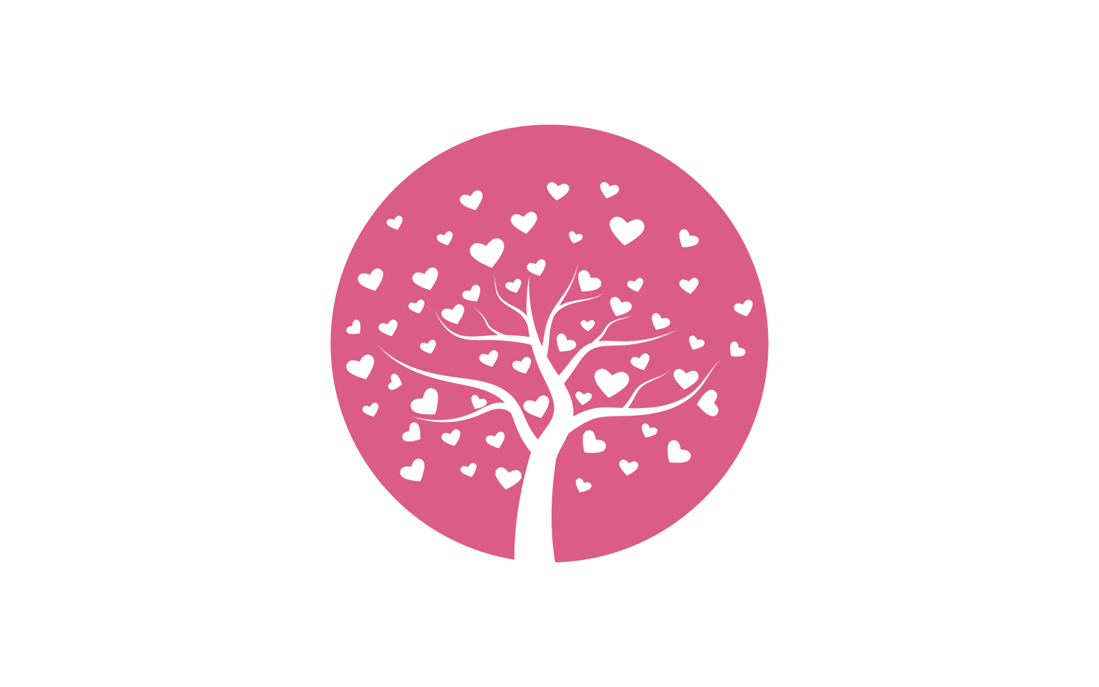Love Tree With Heart Leaves Vector Illustration