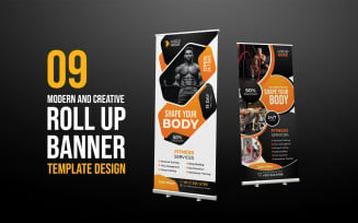 Modern Gym Fitness Roll Up Banner template