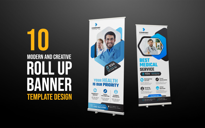 Modern Health Care Medical Roll Up Banner template Corporate Identity