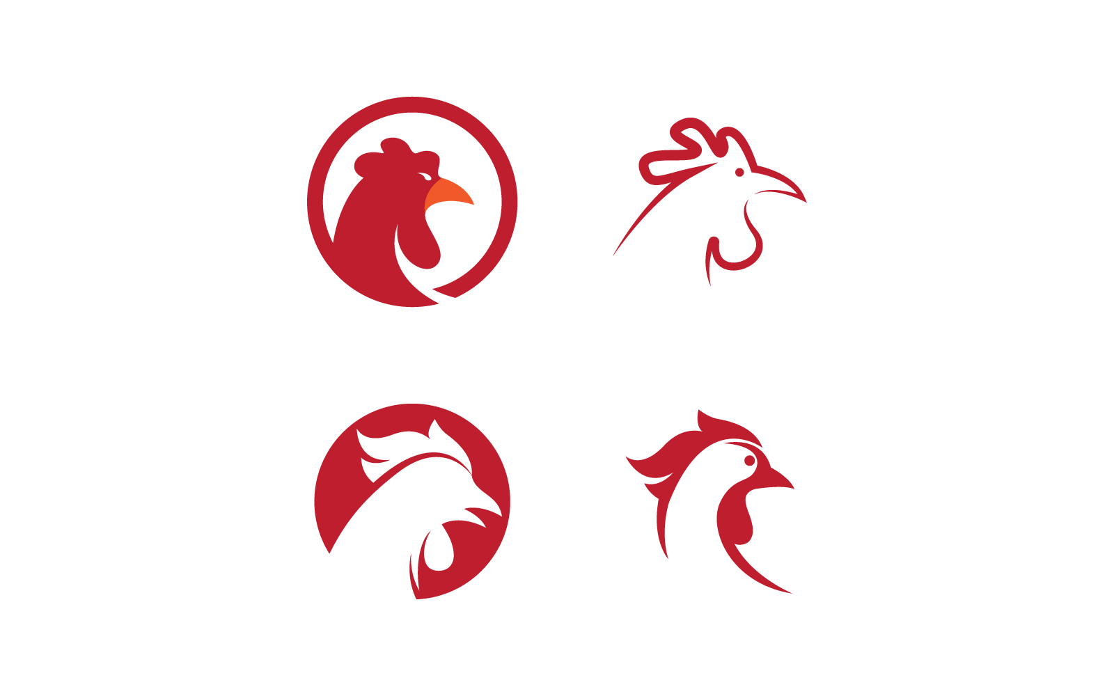 Set Of Rooster Head Logo Template Vector